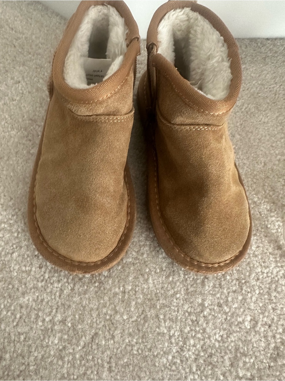 Kids Suede Faux-Fur Lined Ankle Boots - Tan